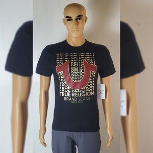 TRUE RELIGION LOUNGEWEAR GRAPHIC TSHIRT MEN'S LARGE SHOEHORSE LOGO PRINT SIZE M